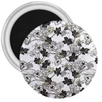 Black And White Floral Pattern Background 3  Magnets Front