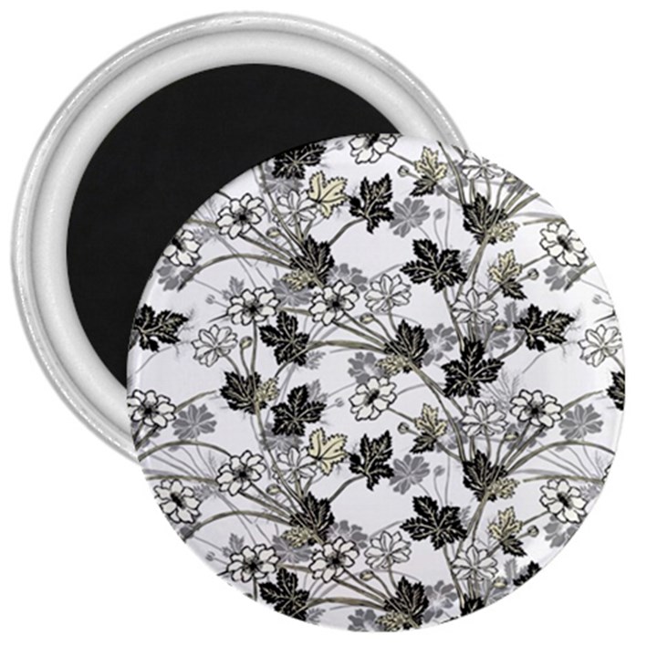 Black And White Floral Pattern Background 3  Magnets