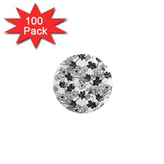 Black And White Floral Pattern Background 1  Mini Magnets (100 Pack)  by Sudhe