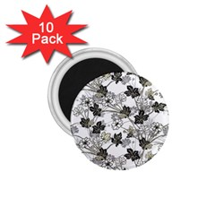 Black And White Floral Pattern Background 1 75  Magnets (10 Pack)  by Sudhe