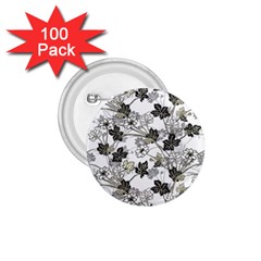 Black And White Floral Pattern Background 1 75  Buttons (100 Pack)  by Sudhe