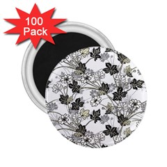 Black And White Floral Pattern Background 2 25  Magnets (100 Pack)  by Sudhe