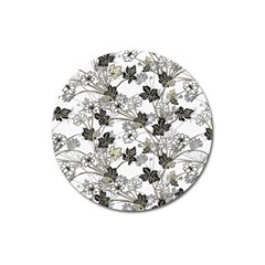 Black And White Floral Pattern Background Magnet 3  (round) by Sudhe