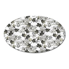 Black And White Floral Pattern Background Oval Magnet by Sudhe