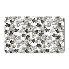 Black And White Floral Pattern Background Magnet (rectangular) by Sudhe