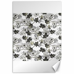 Black And White Floral Pattern Background Canvas 12  X 18  by Sudhe