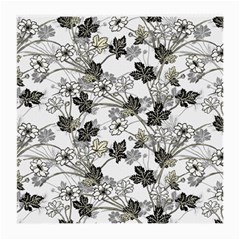 Black And White Floral Pattern Background Medium Glasses Cloth (2-side) by Sudhe