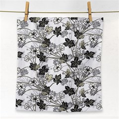 Black And White Floral Pattern Background Face Towel by Sudhe