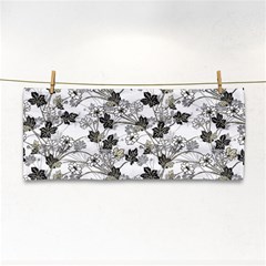 Black And White Floral Pattern Background Hand Towel by Sudhe