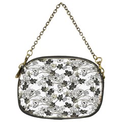 Black And White Floral Pattern Background Chain Purse (one Side) by Sudhe