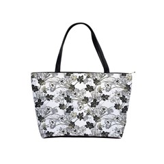 Black And White Floral Pattern Background Classic Shoulder Handbag by Sudhe