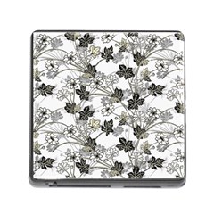 Black And White Floral Pattern Background Memory Card Reader (square 5 Slot) by Sudhe