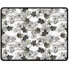 Black And White Floral Pattern Background Fleece Blanket (medium)  by Sudhe