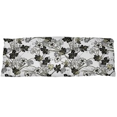 Black And White Floral Pattern Background Body Pillow Case (dakimakura) by Sudhe