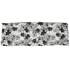 Black And White Floral Pattern Background Body Pillow Case Dakimakura (two Sides) by Sudhe