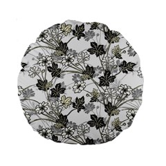 Black And White Floral Pattern Background Standard 15  Premium Round Cushions by Sudhe