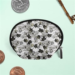 Black And White Floral Pattern Background Accessory Pouch (small) by Sudhe