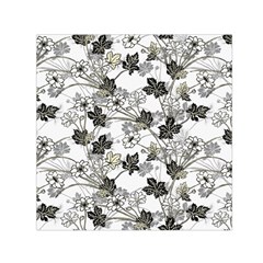 Black And White Floral Pattern Background Small Satin Scarf (square)