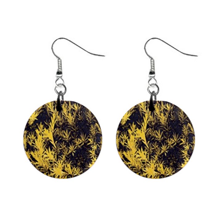 Artistic Yellow Background Mini Button Earrings