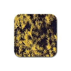 Artistic Yellow Background Rubber Square Coaster (4 Pack) 