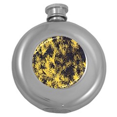 Artistic Yellow Background Round Hip Flask (5 Oz) by Sudhe