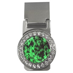 Green Etched Background Money Clips (cz)  by Sudhe