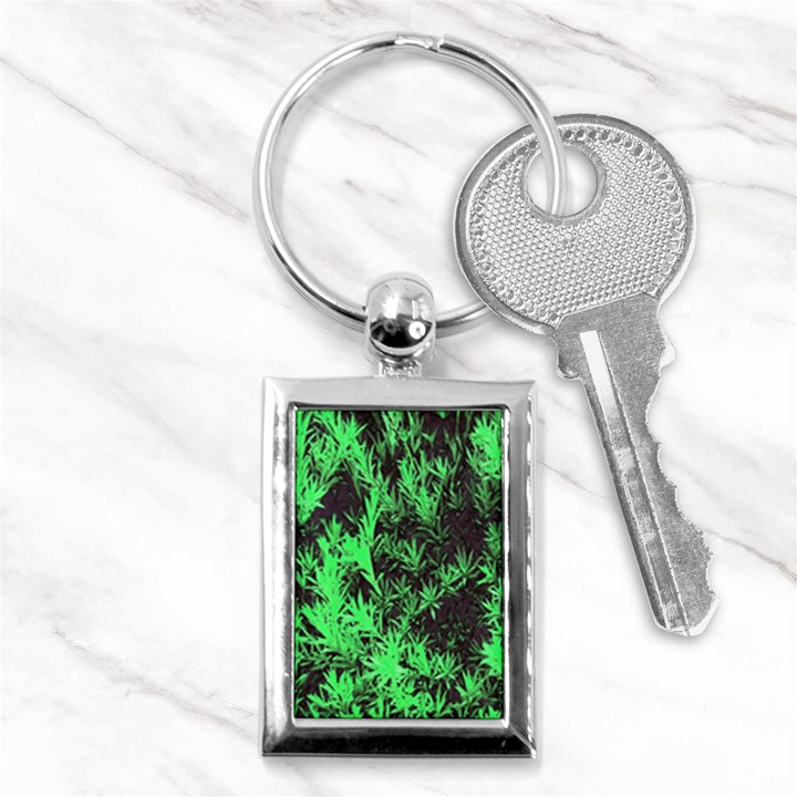 Green Etched Background Key Chains (Rectangle) 