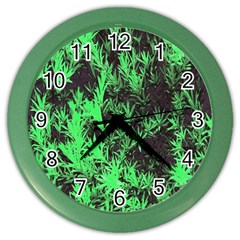 Green Etched Background Color Wall Clock by Sudhe