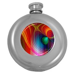 Background Color Colorful Rings Round Hip Flask (5 Oz) by Sudhe