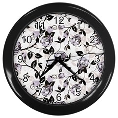 Floral Pattern Background Wall Clock (black) by Sudhe