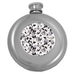 Floral Pattern Background Round Hip Flask (5 Oz) by Sudhe