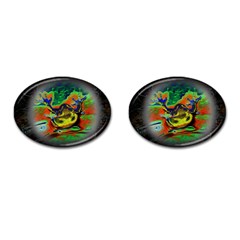 Abstract Transparent Background Cufflinks (oval) by Sudhe