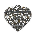 Floral Pattern Background Dog Tag Heart (One Side) Front