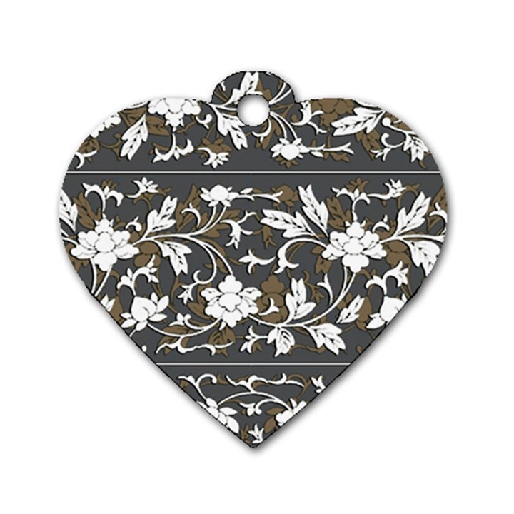 Floral Pattern Background Dog Tag Heart (One Side)