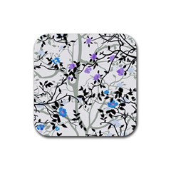 Floral Pattern Background Rubber Coaster (square) 