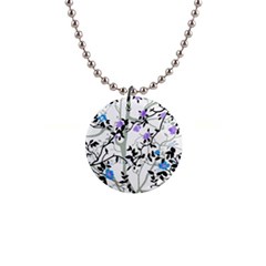 Floral Pattern Background 1  Button Necklace by Sudhe