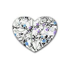 Floral Pattern Background Heart Coaster (4 Pack)  by Sudhe