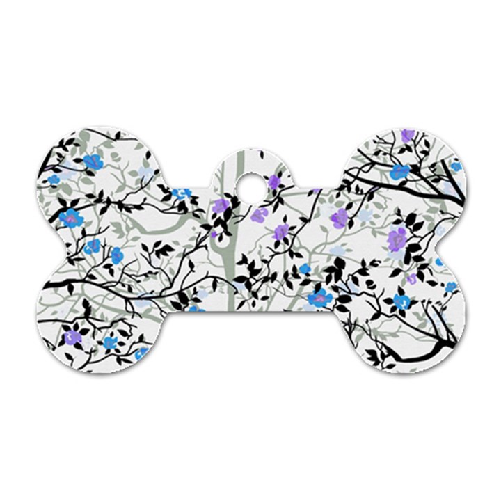 Floral Pattern Background Dog Tag Bone (One Side)