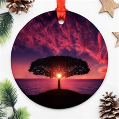 Flight Landscape Nature Sky Round Ornament (two Sides) by Sudhe