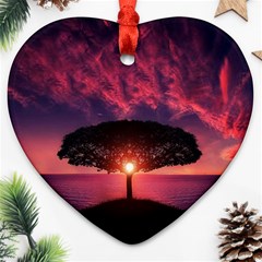 Flight Landscape Nature Sky Heart Ornament (two Sides) by Sudhe