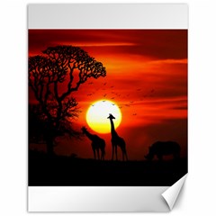 Animals Birds Dawn Giraffe Canvas 12  X 16  by Sudhe