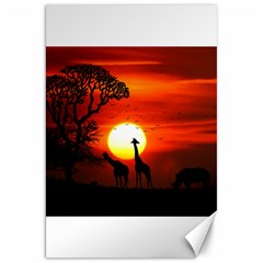 Animals Birds Dawn Giraffe Canvas 20  X 30  by Sudhe