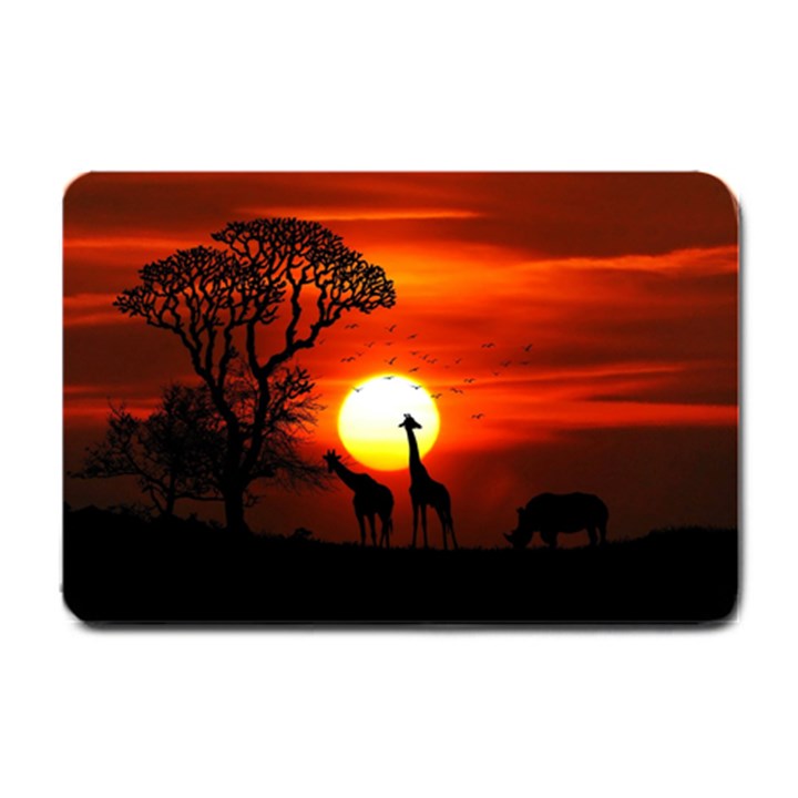 Animals Birds Dawn Giraffe Small Doormat 