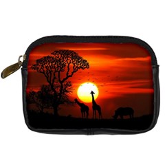 Animals Birds Dawn Giraffe Digital Camera Leather Case by Sudhe