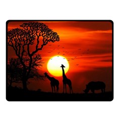 Animals Birds Dawn Giraffe Fleece Blanket (small) by Sudhe