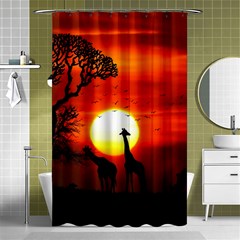 Animals Birds Dawn Giraffe Shower Curtain 48  X 72  (small)  by Sudhe