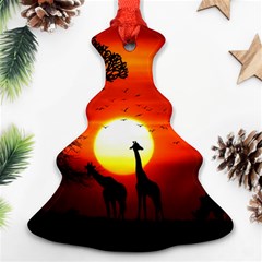 Animals Birds Dawn Giraffe Ornament (christmas Tree)  by Sudhe