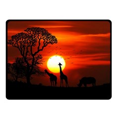 Animals Birds Dawn Giraffe Double Sided Fleece Blanket (small)  by Sudhe