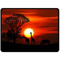 Animals Birds Dawn Giraffe Double Sided Fleece Blanket (large)  by Sudhe