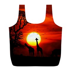 Animals Birds Dawn Giraffe Full Print Recycle Bag (l) by Sudhe